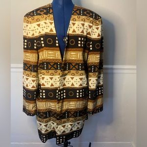 Vintage Jones New York Dress geometrical southwestern pattern brown jacket